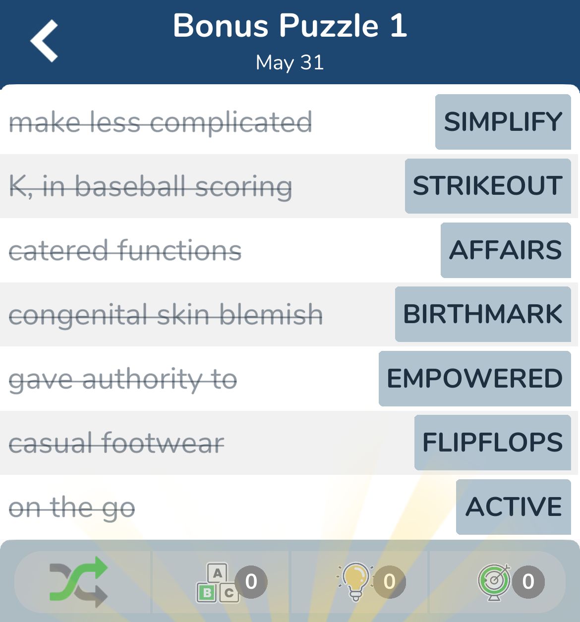 7 Little Words May 31 2024 Bonus 1
