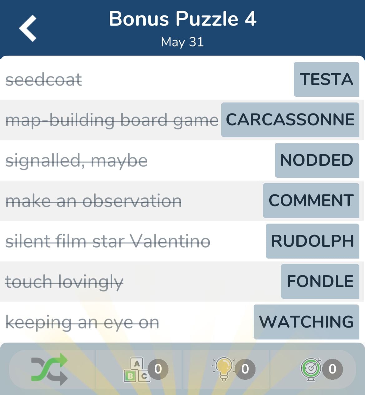 7 Little Words May 31 2024 Bonus 4