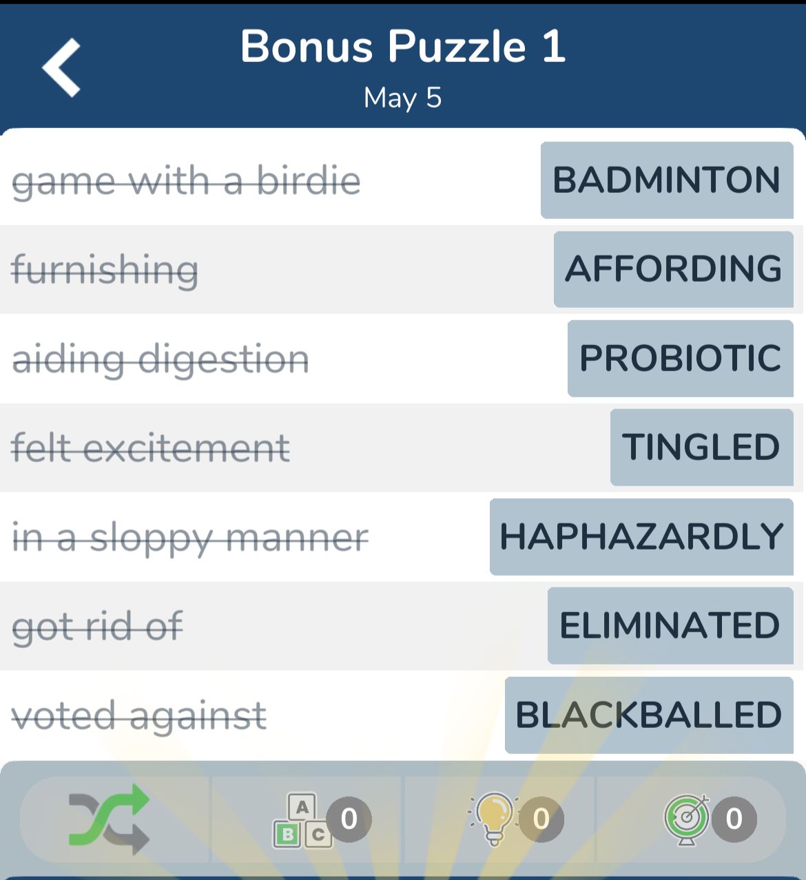 7 Little Words May 5 2024 Bonus 1
