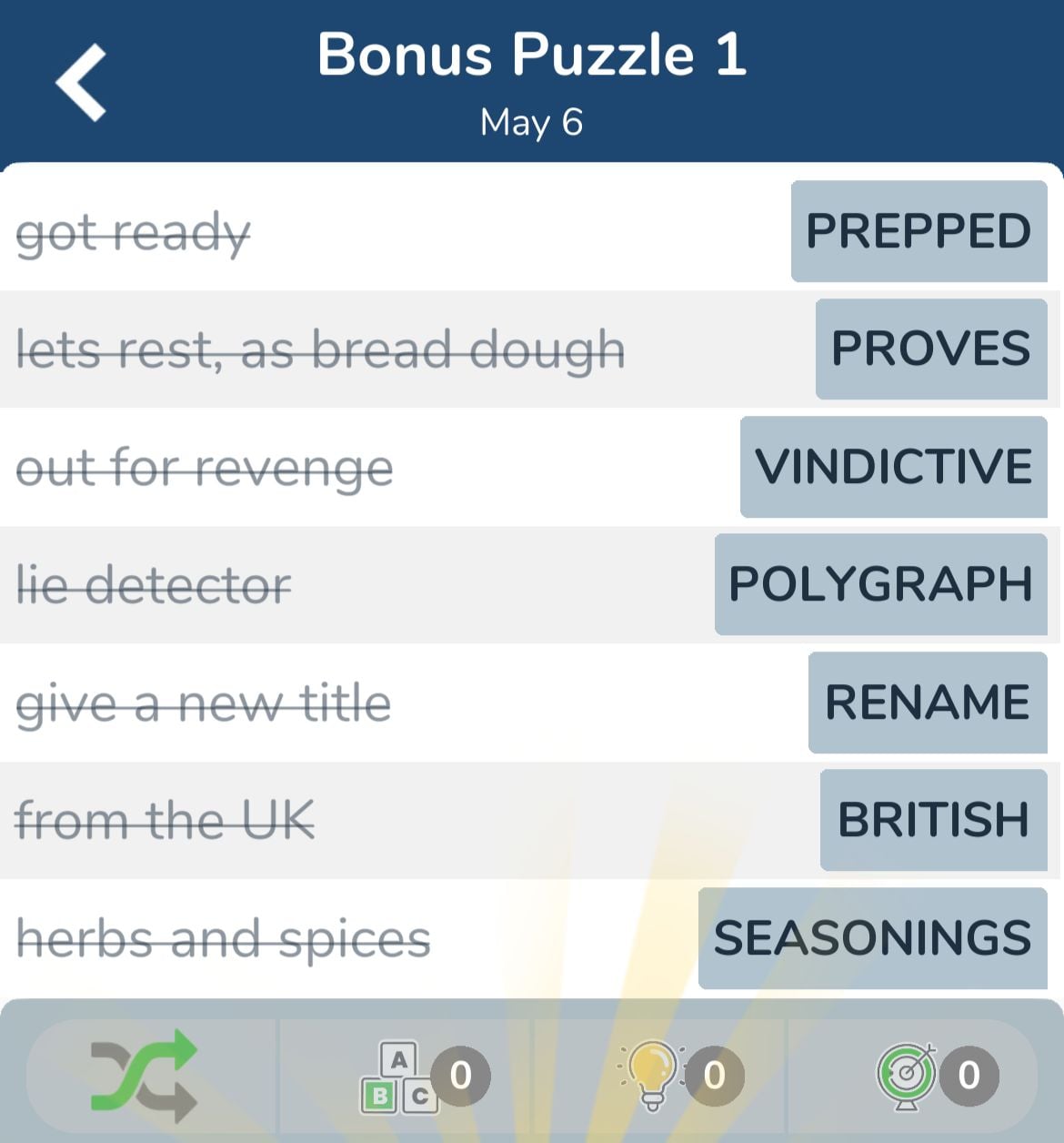 7 Little Words May 6 2024 Bonus 1