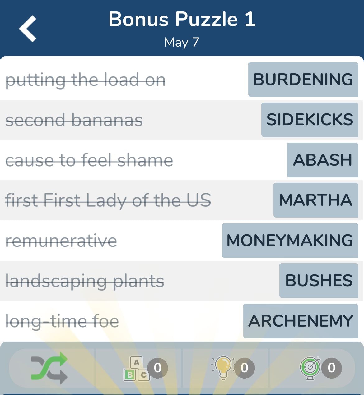 7 Little Words May 7 2024 Bonus 1
