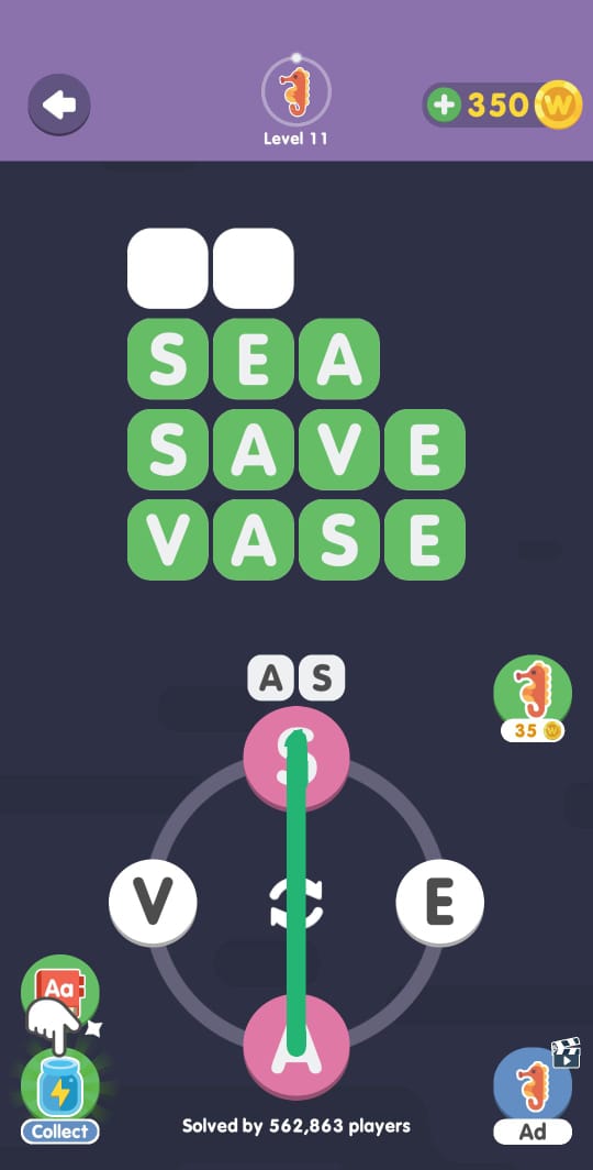 Word Search Sea Level 11