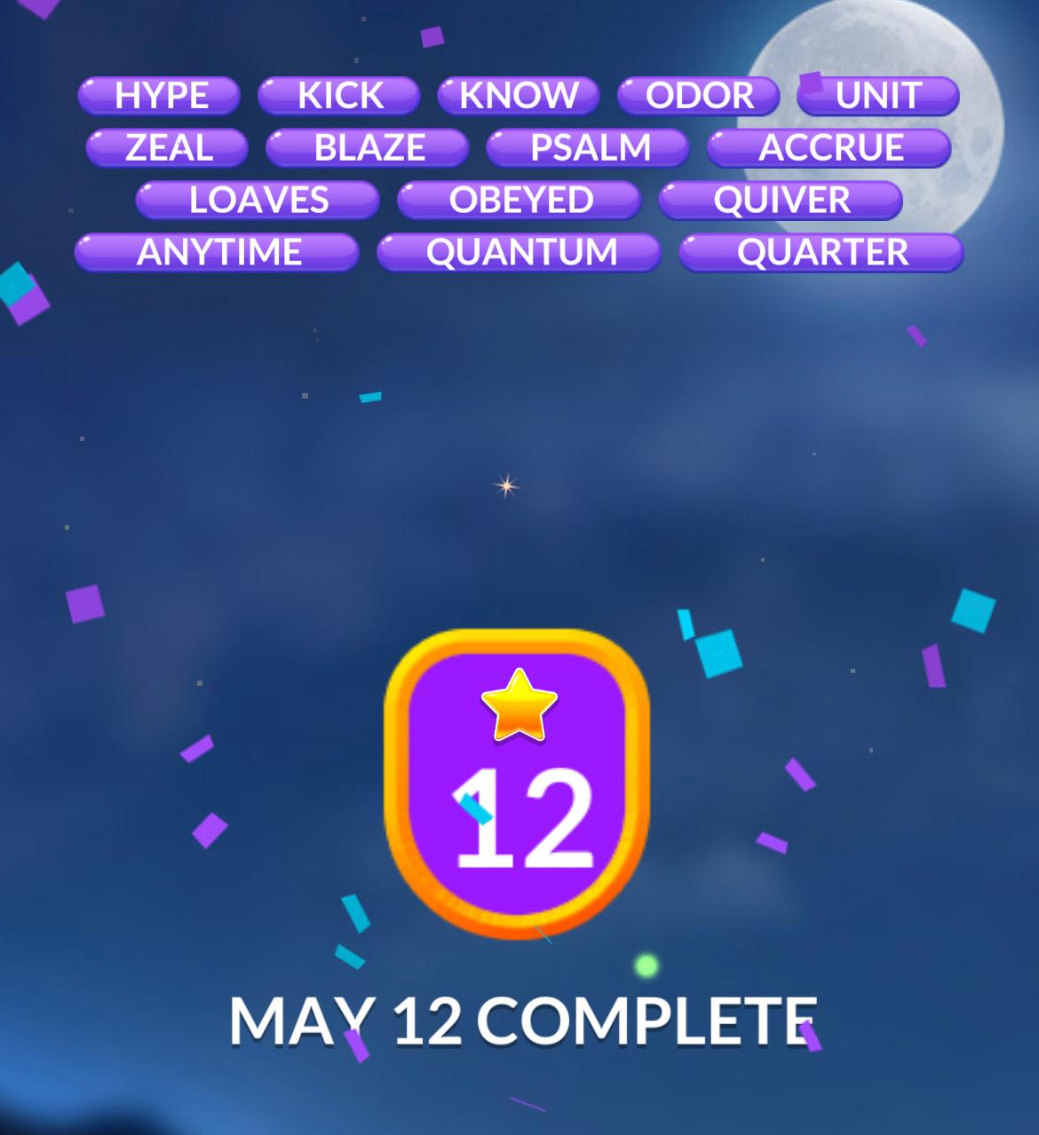 Word Stacks Daily Puzzle May 12 2024 Answers