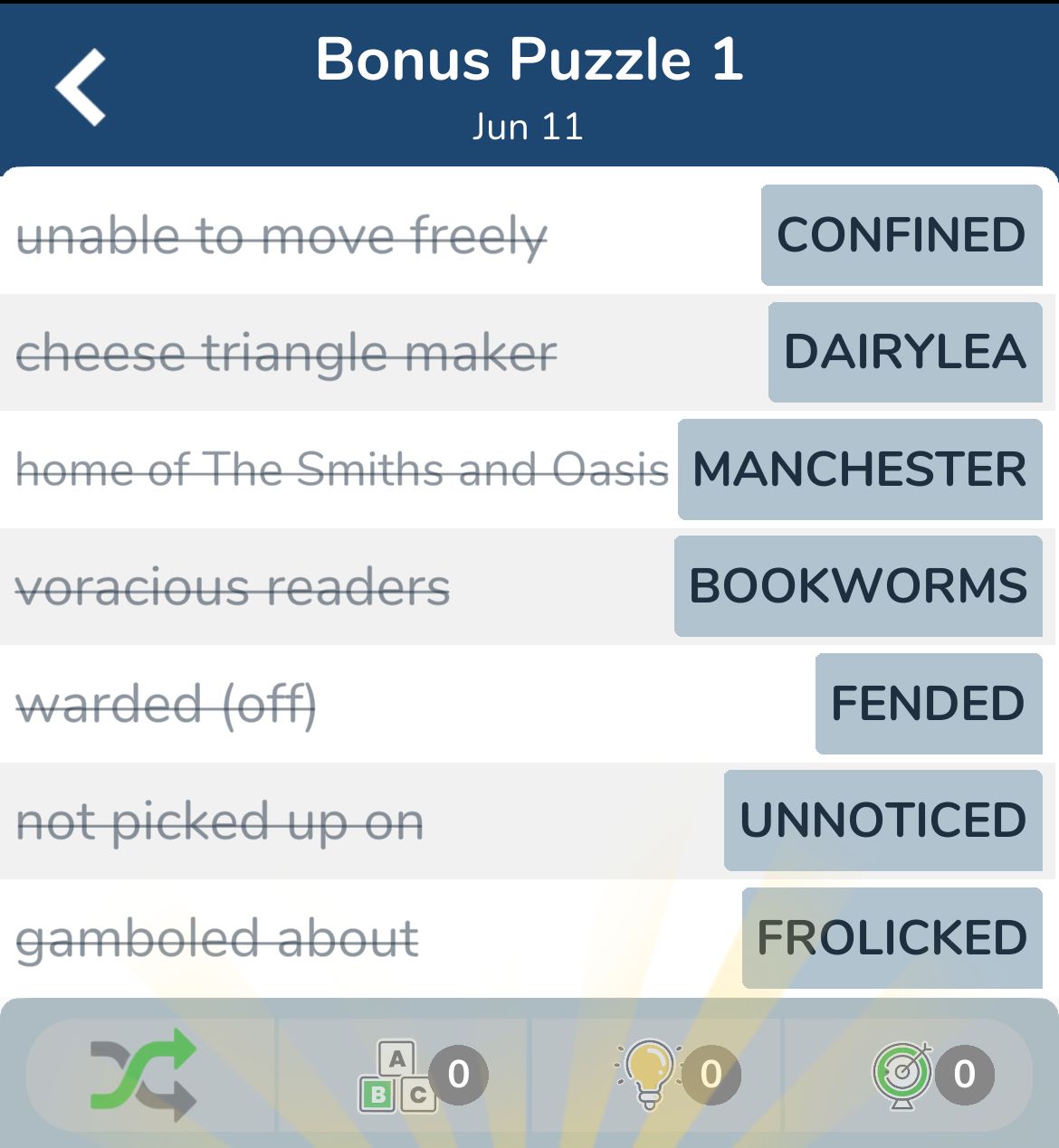 7 Little Words June 11 2024 Bonus 1