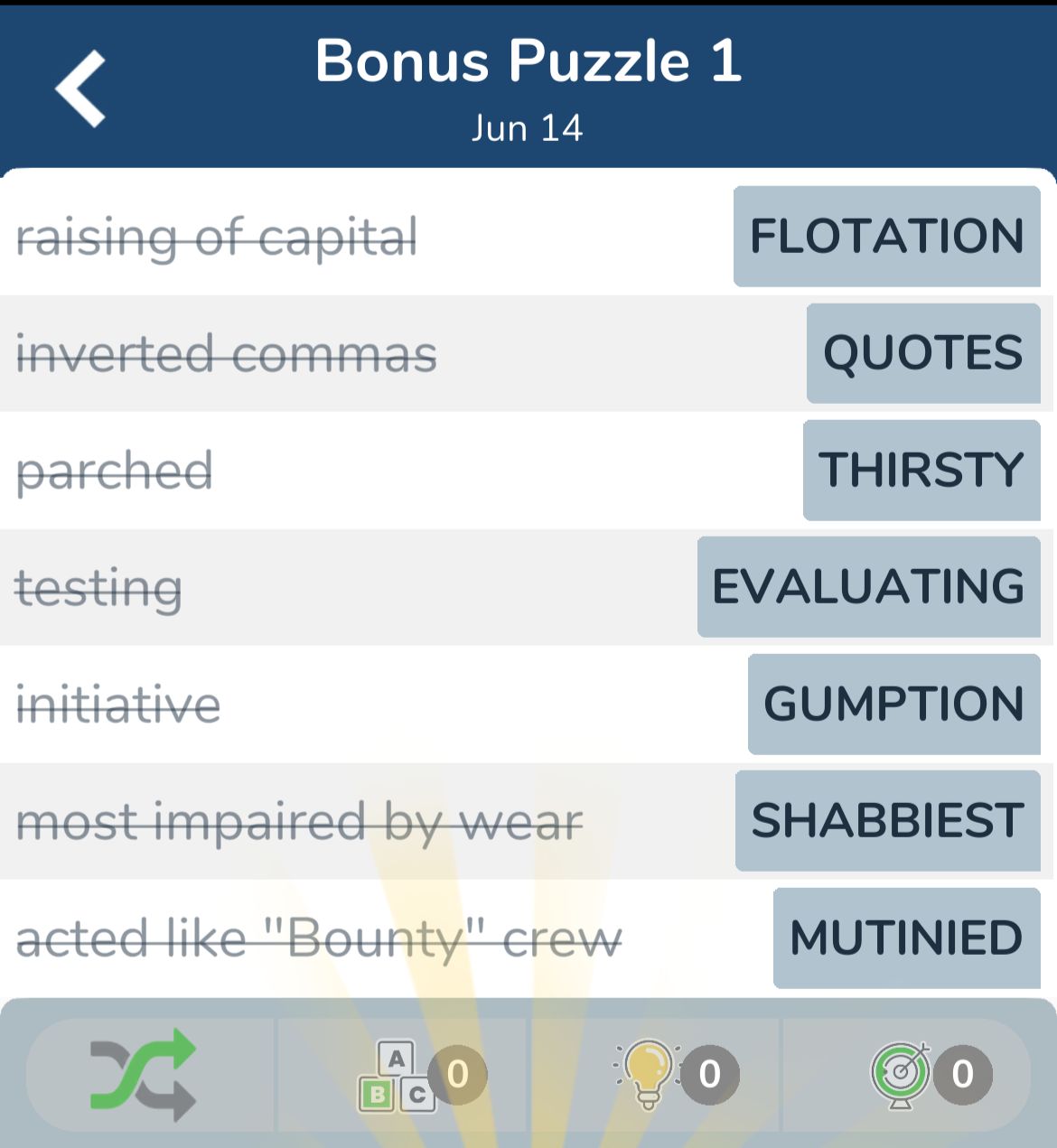 7 Little Words June 14 2024 Bonus 1