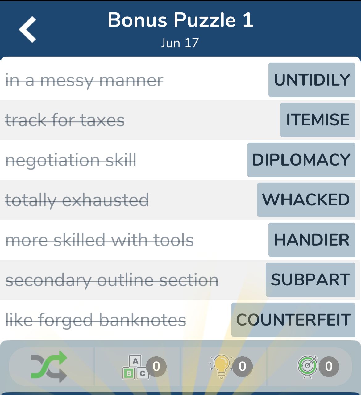 7 Little Words June 17 2024 Bonus 1