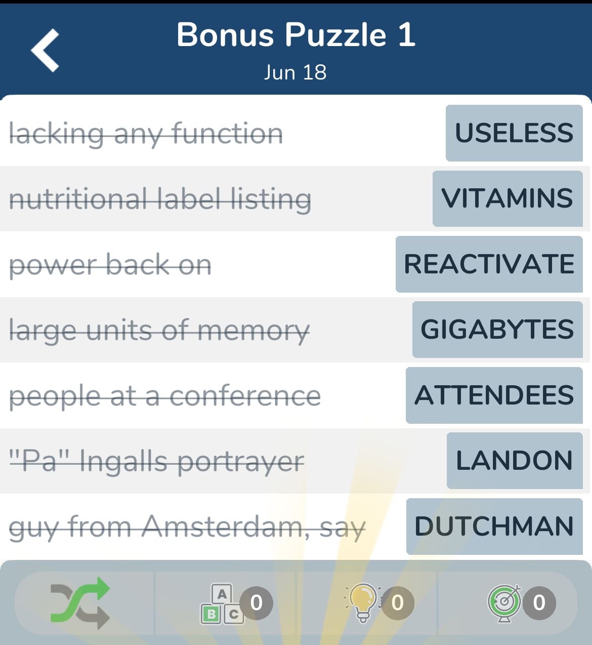 7 Little Words June 18 2024 Bonus 1