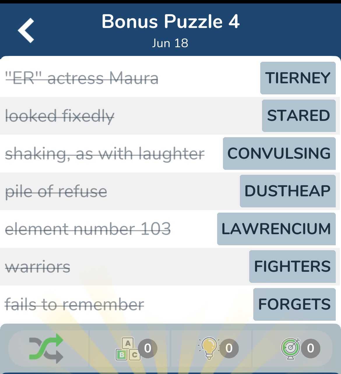 7 Little Words June 18 2024 Bonus 4