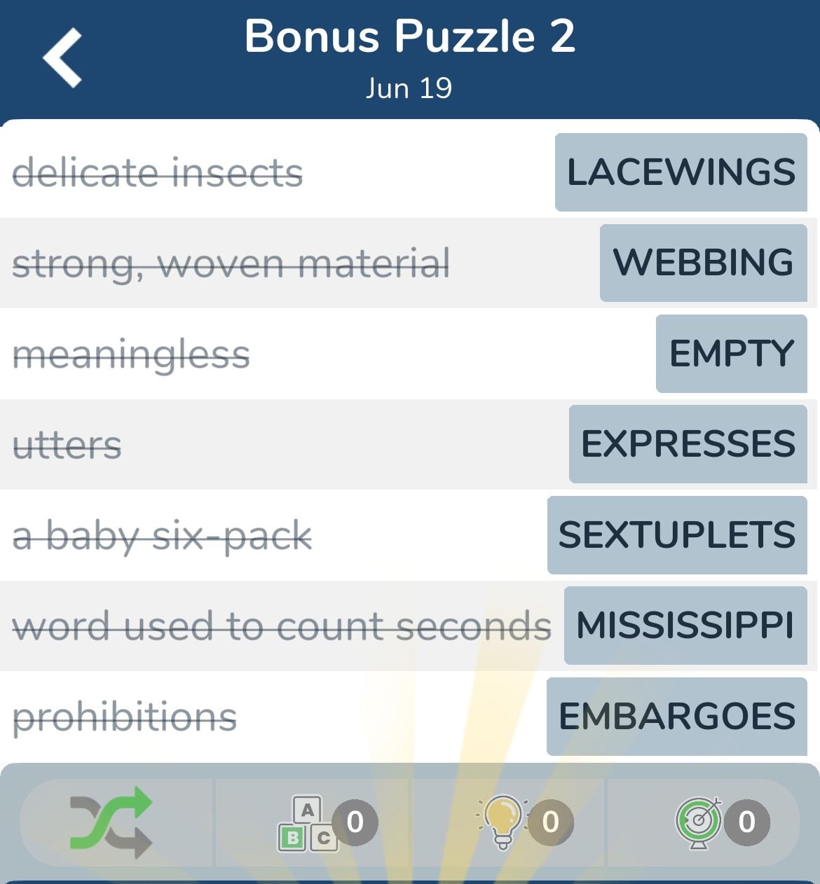 7 Little Words June 19 2024 Bonus 2