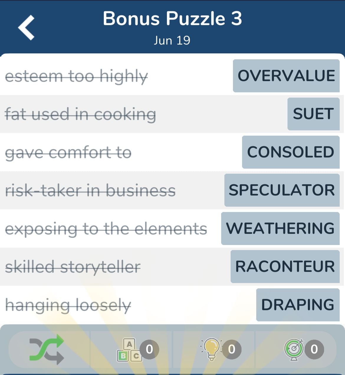 7 Little Words June 19 2024 Bonus 3
