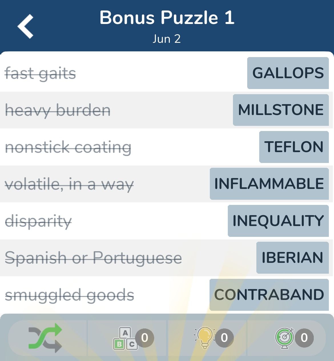 7 Little Words June 2 2024 Bonus 1