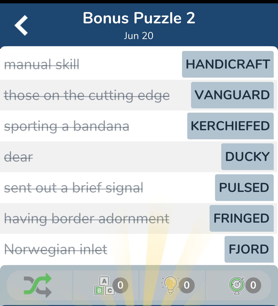 7 Little Words June 20 2024 Bonus 2
