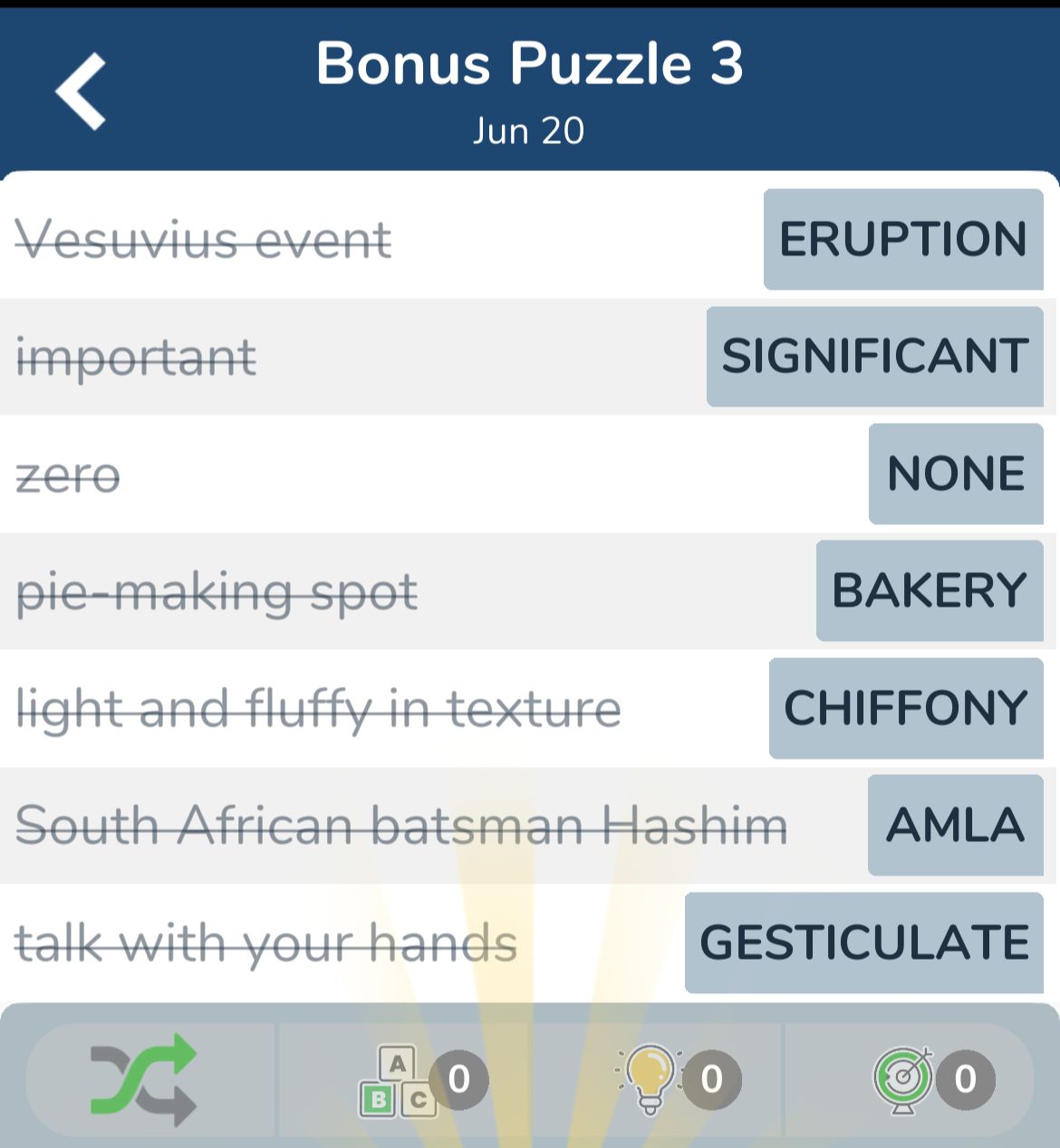7 Little Words June 20 2024 Bonus 3
