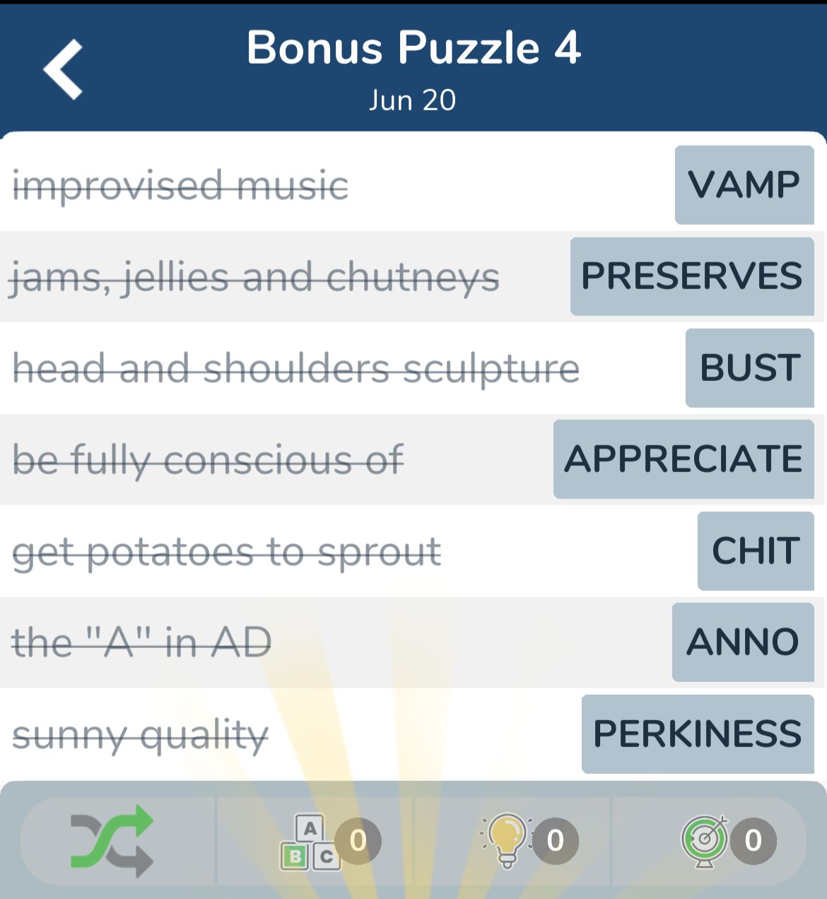 7 Little Words June 20 2024 Bonus 4