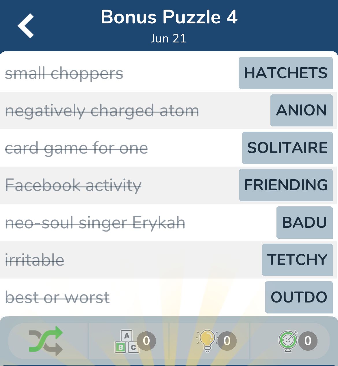 7 Little Words June 21 2024 Bonus 4