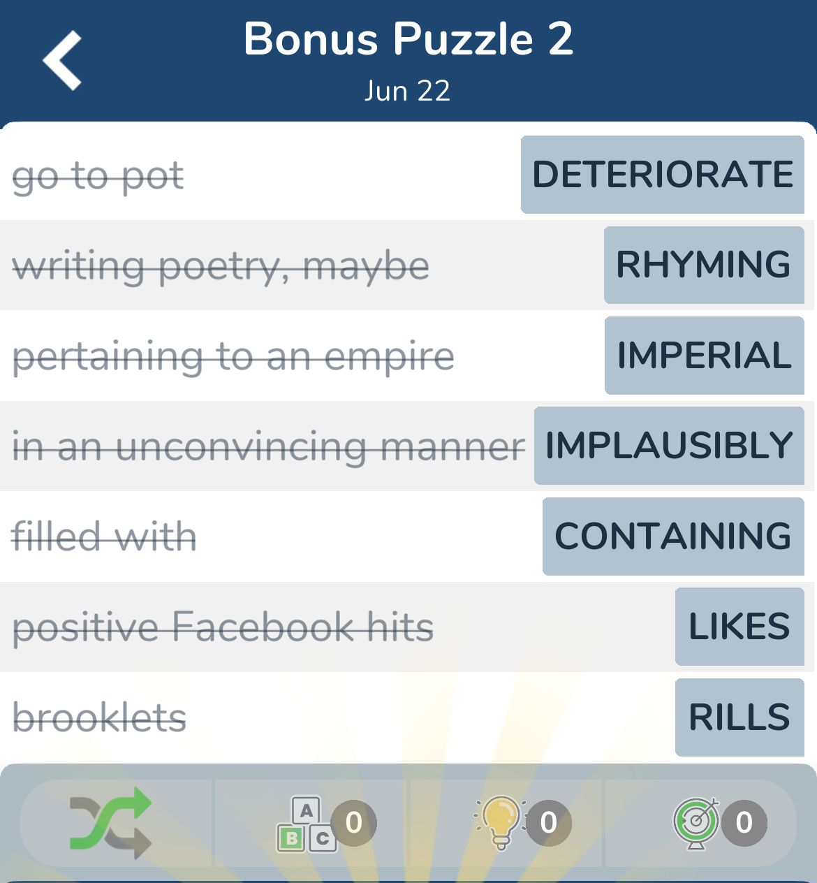 7 Little Words June 22 2024 Bonus 2