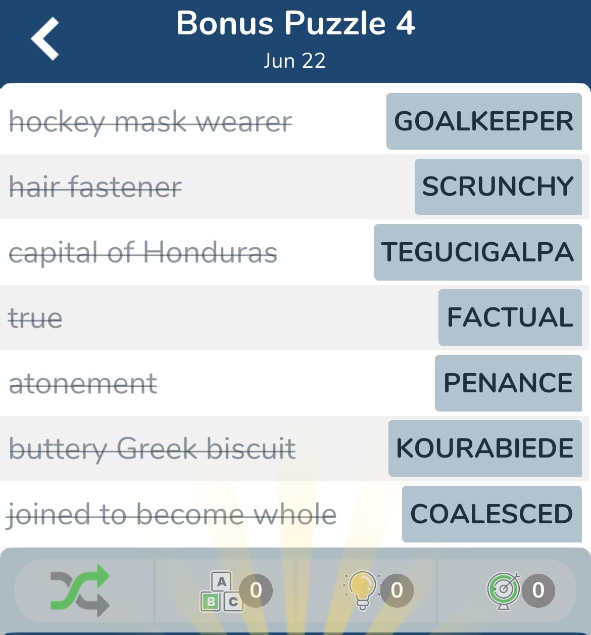 7 Little Words June 22 2024 Bonus 4