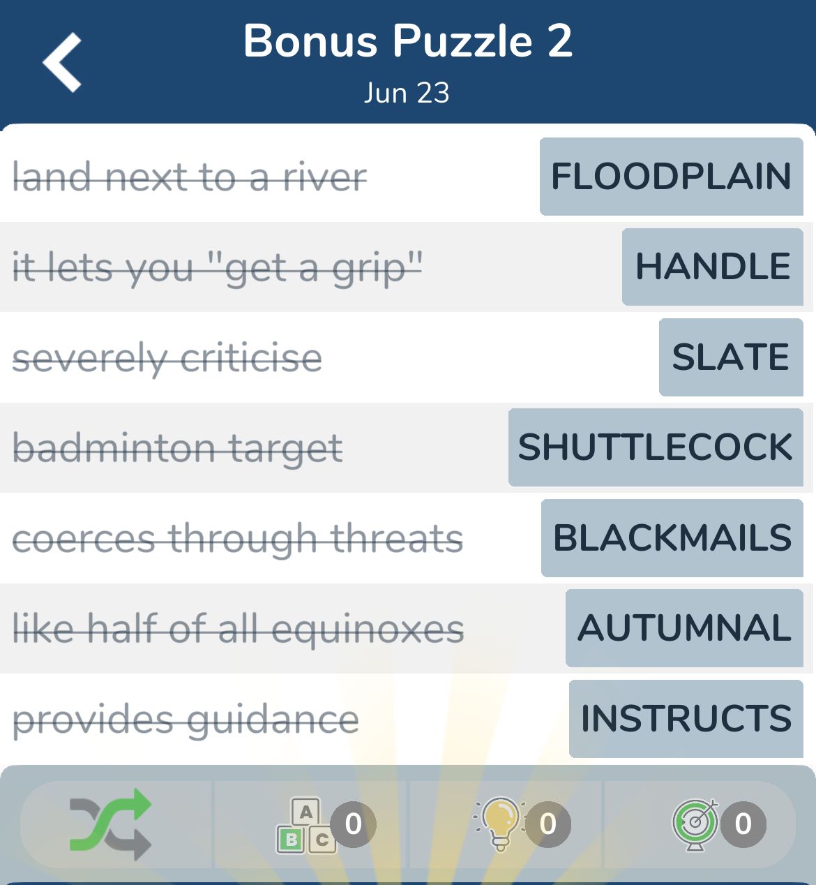7 Little Words June 23 2024 Bonus 2