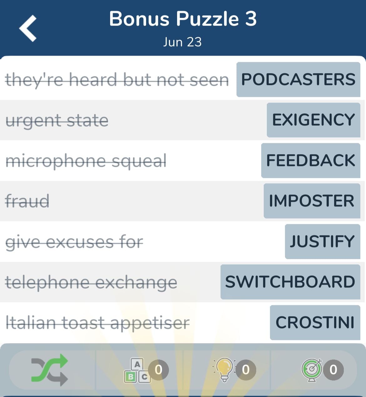 7 Little Words June 23 2024 Bonus 3