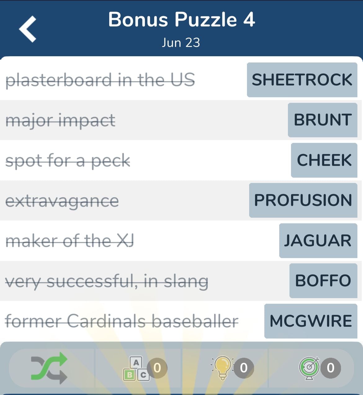 7 Little Words June 23 2024 Bonus 4