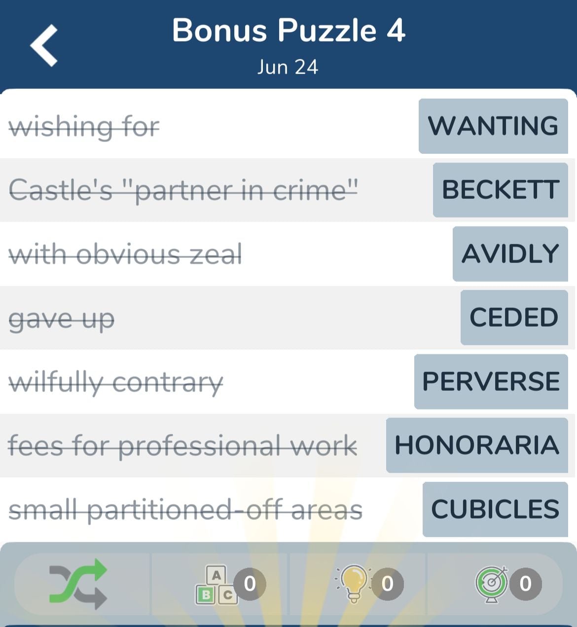 7 Little Words June 24 2024 Bonus 4