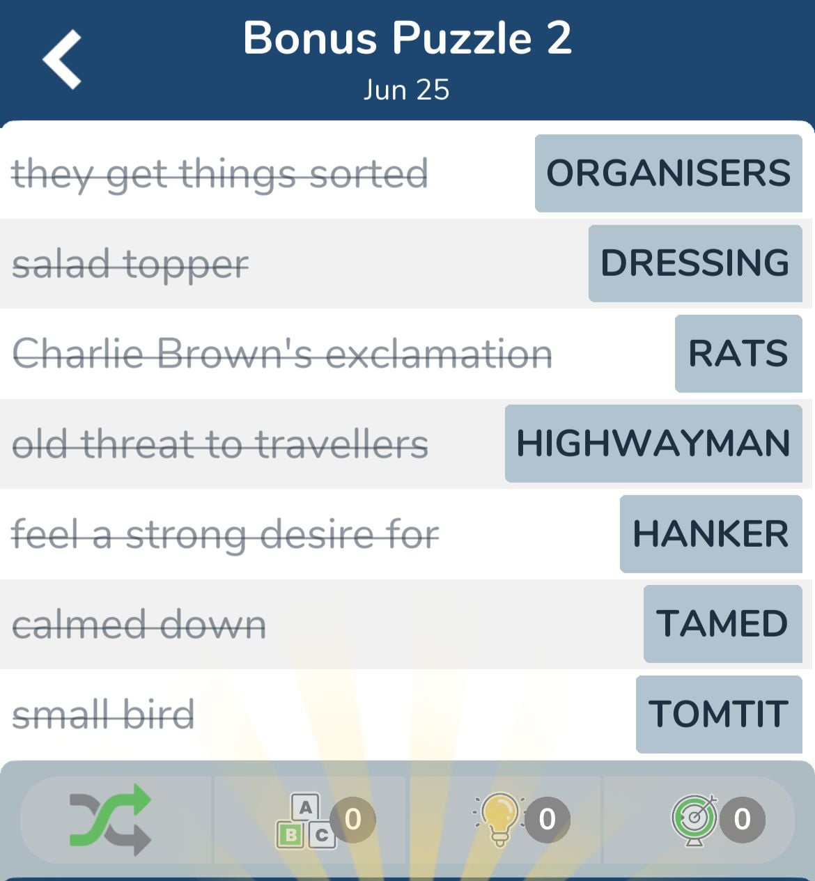 7 Little Words June 25 2024 Bonus 2