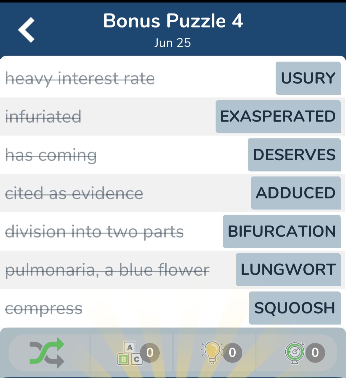 7 Little Words June 25 2024 Bonus 4