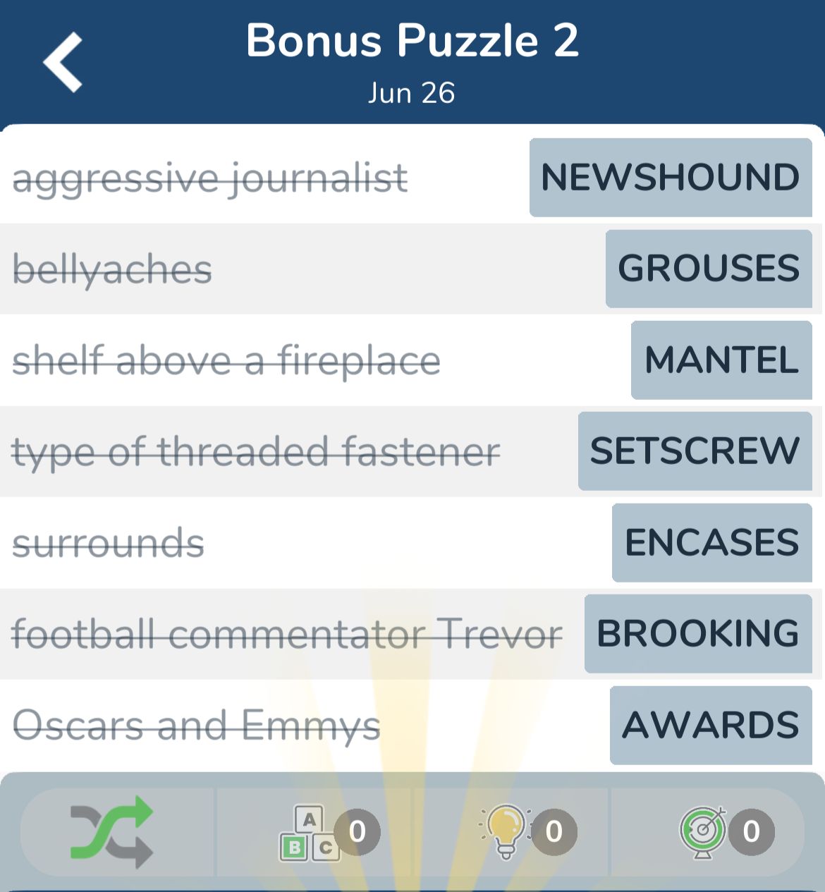 7 Little Words June 26 2024 Bonus 2