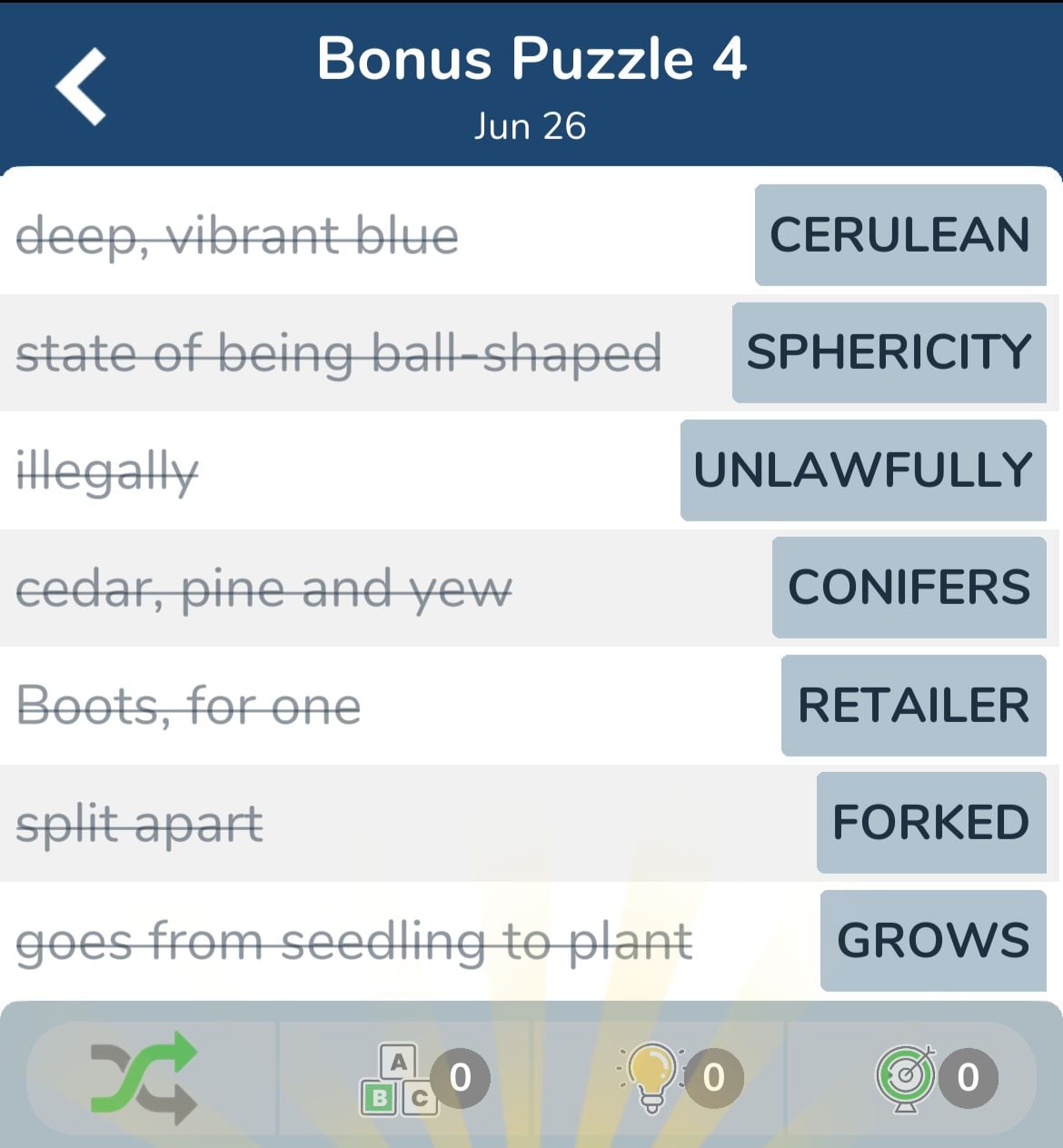 7 Little Words June 26 2024 Bonus 4