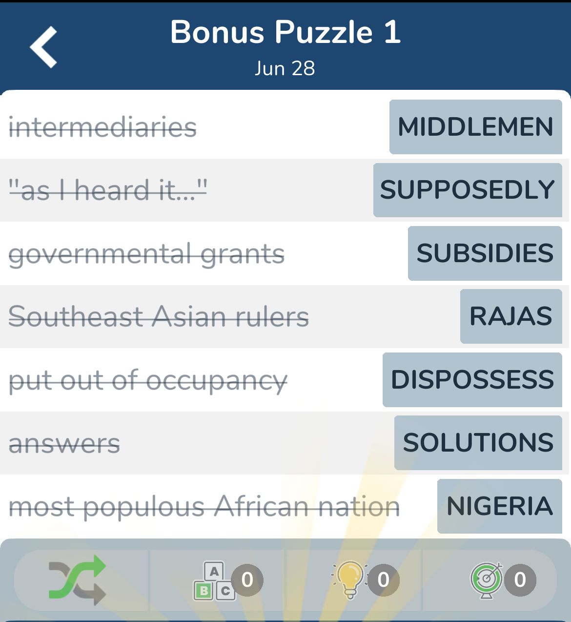 7 Little Words June 28 2024 Bonus 1