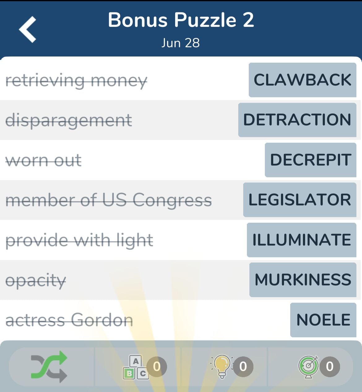 7 Little Words June 28 2024 Bonus 2