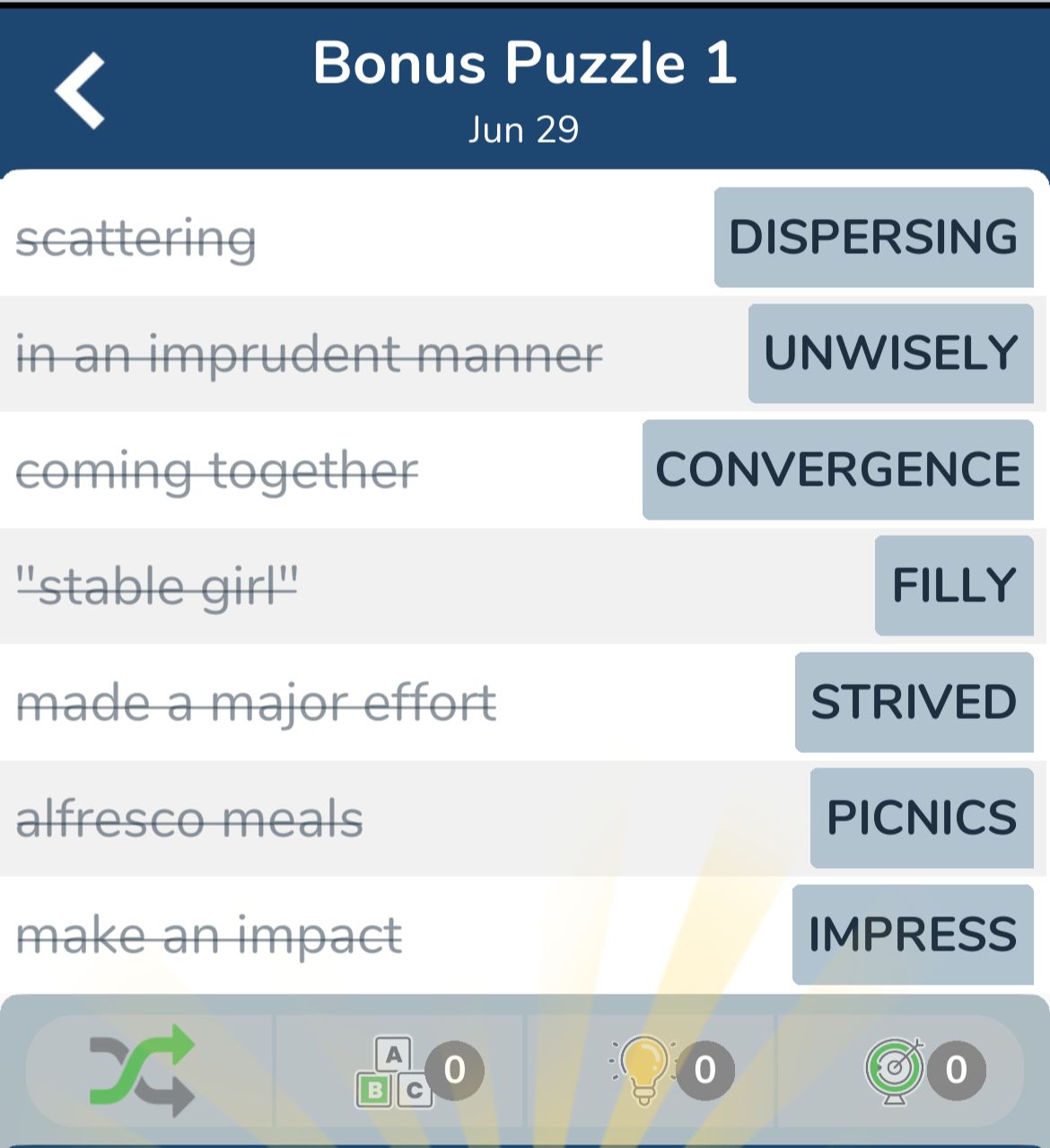 7 Little Words June 29 2024 Bonus 1