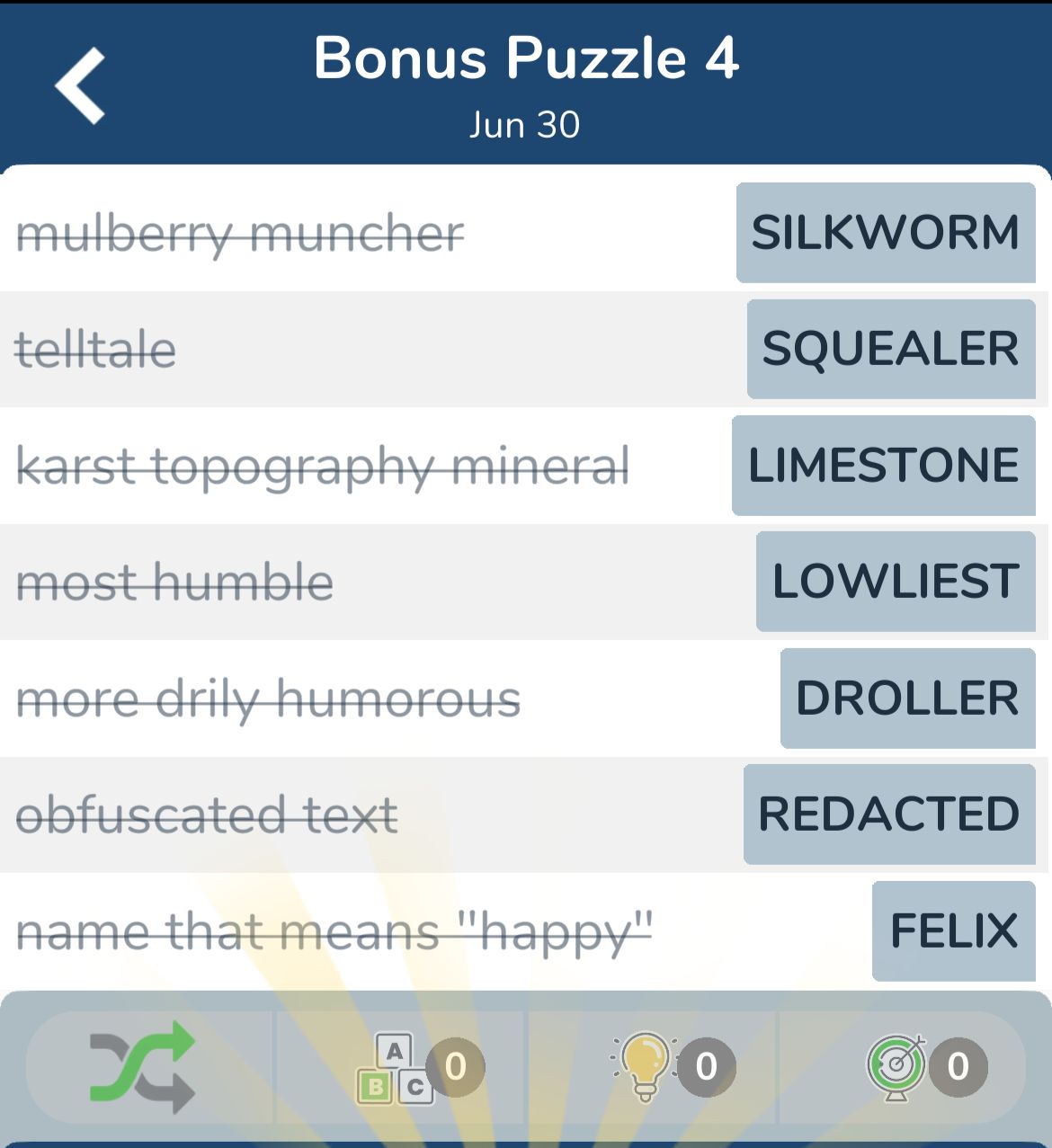 7 Little Words June 30 2024 Bonus 4
