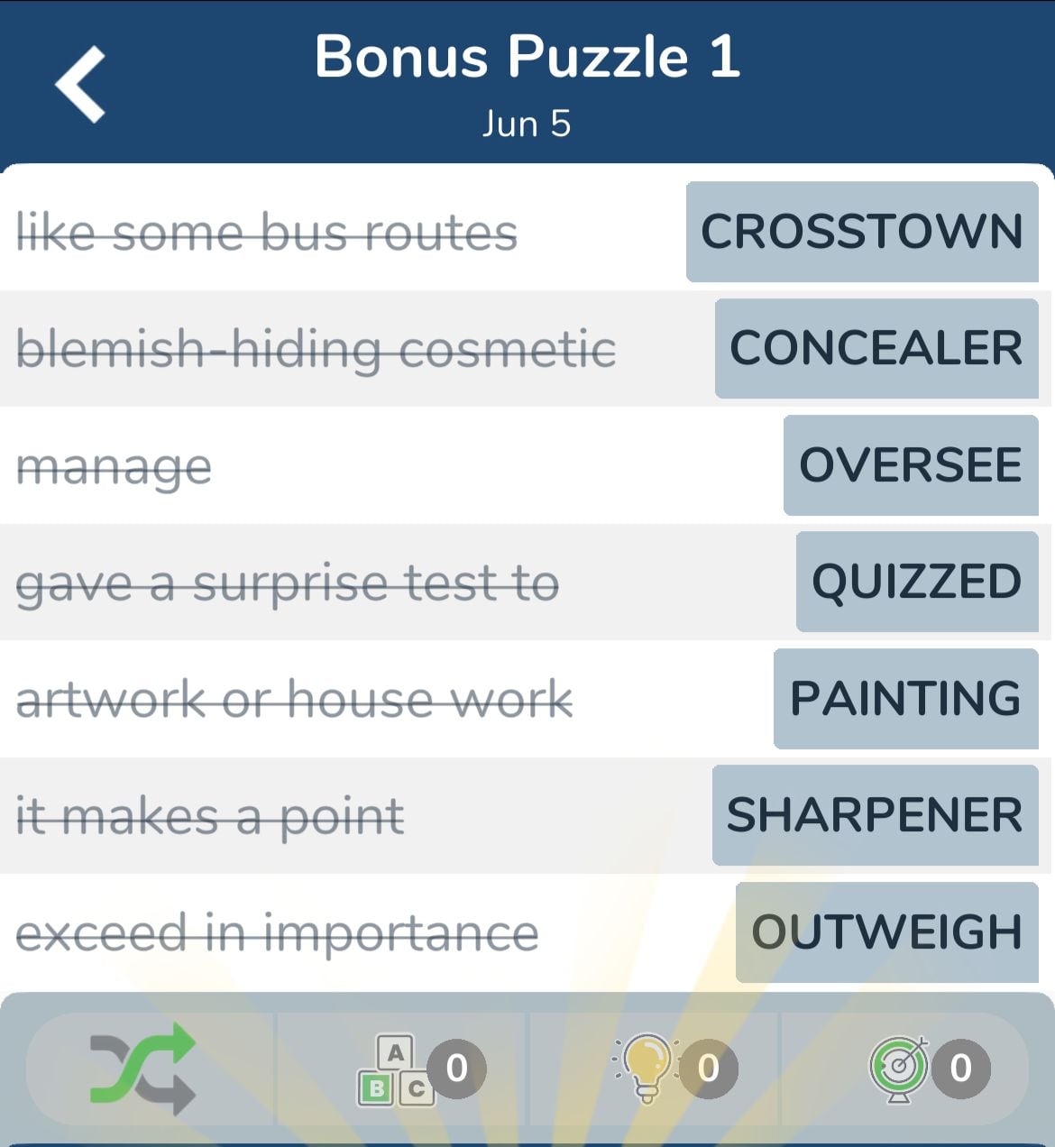 7 Little Words June 5 2024 Bonus 1