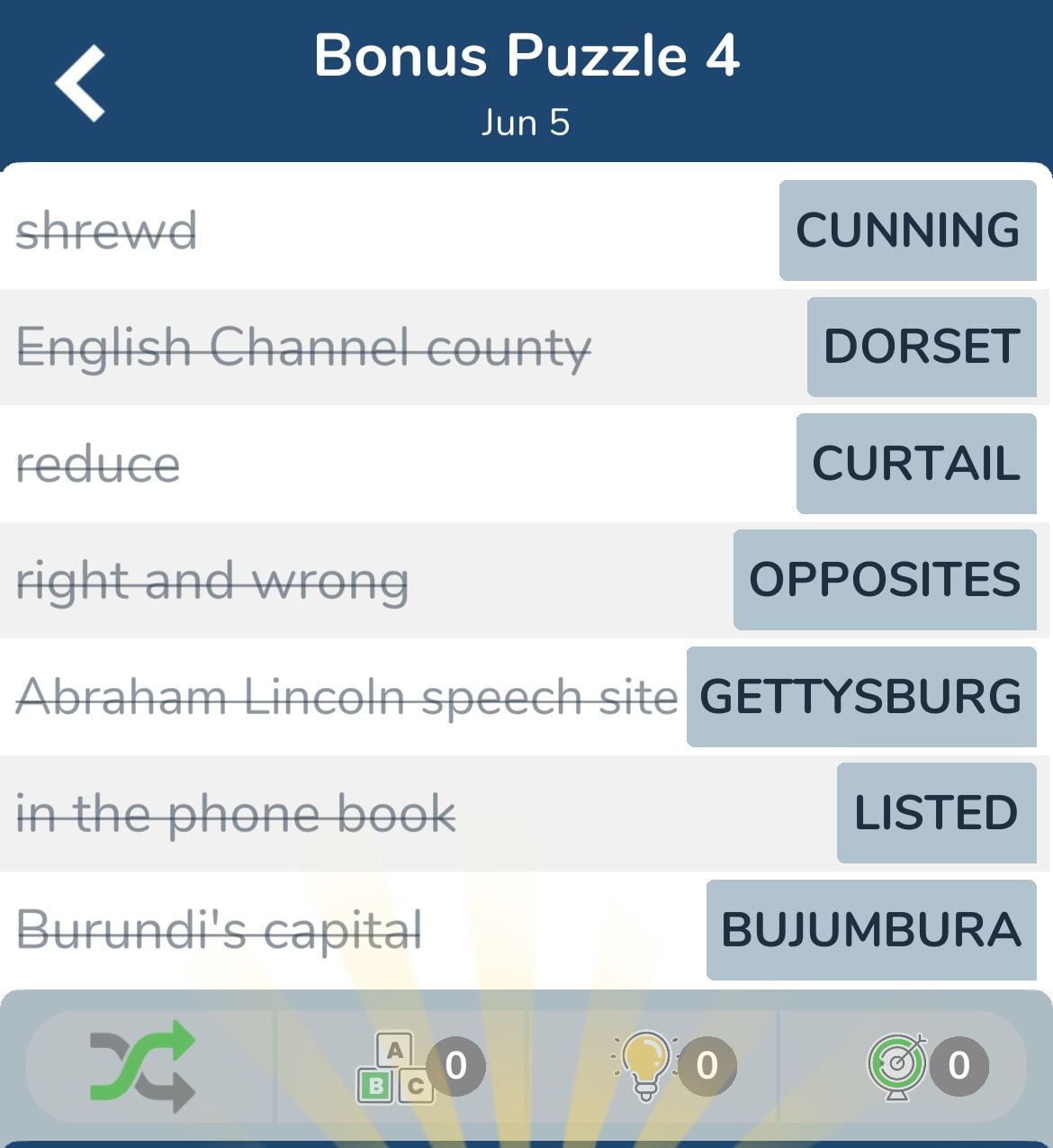 7 Little Words June 5 2024 Bonus 4