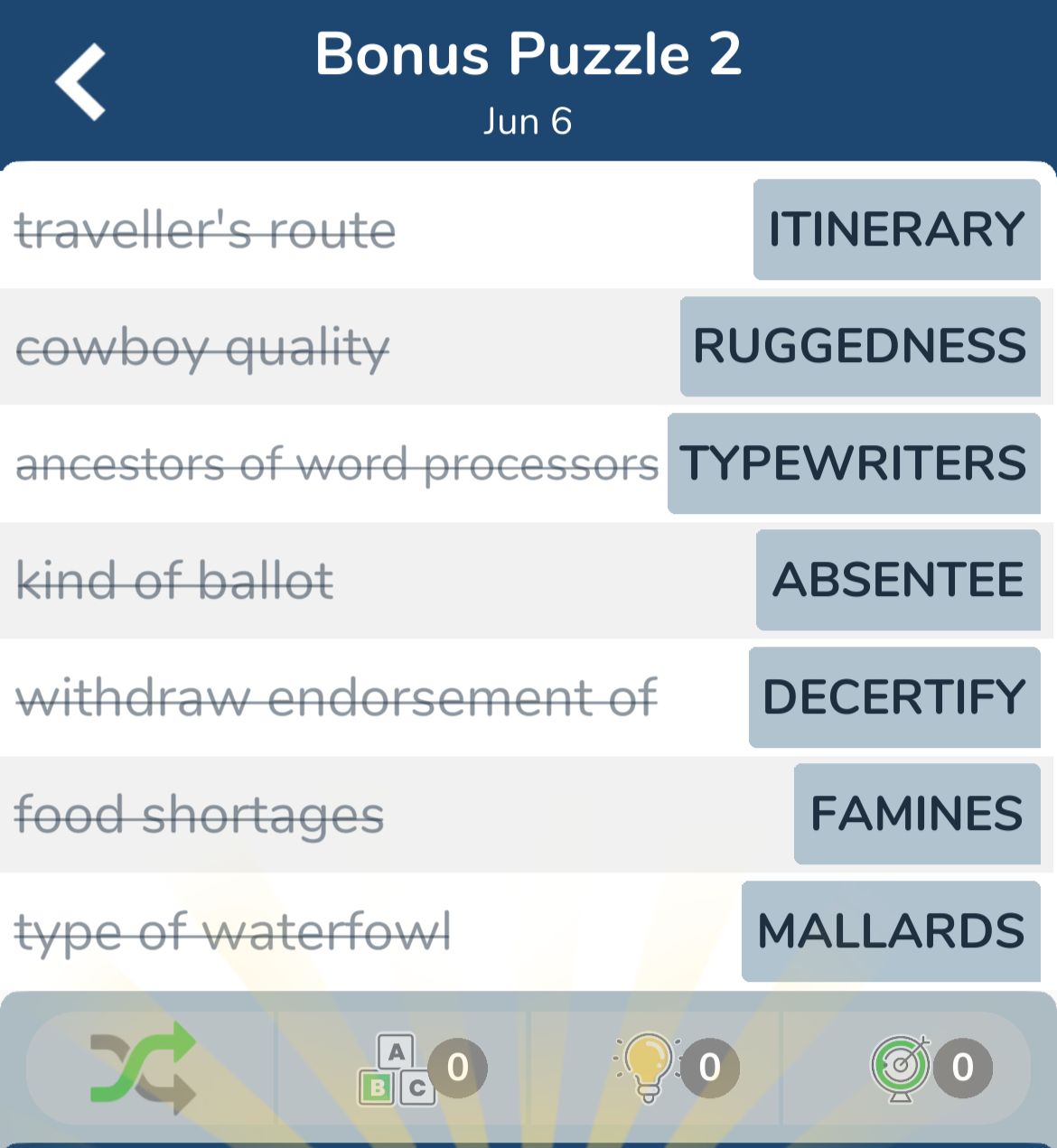 7 Little Words June 6 2024 Bonus 2