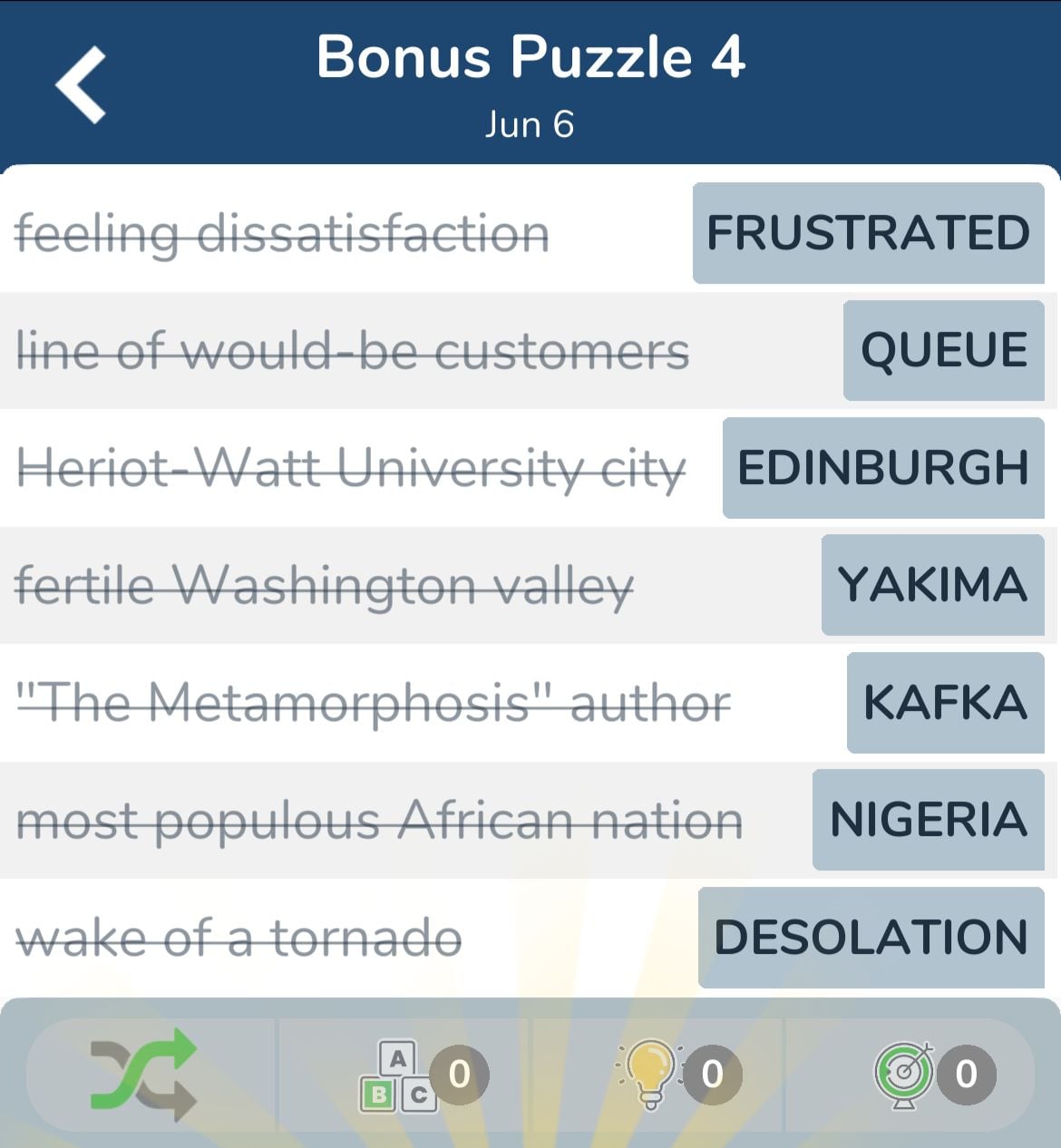 7 Little Words June 6 2024 Bonus 4
