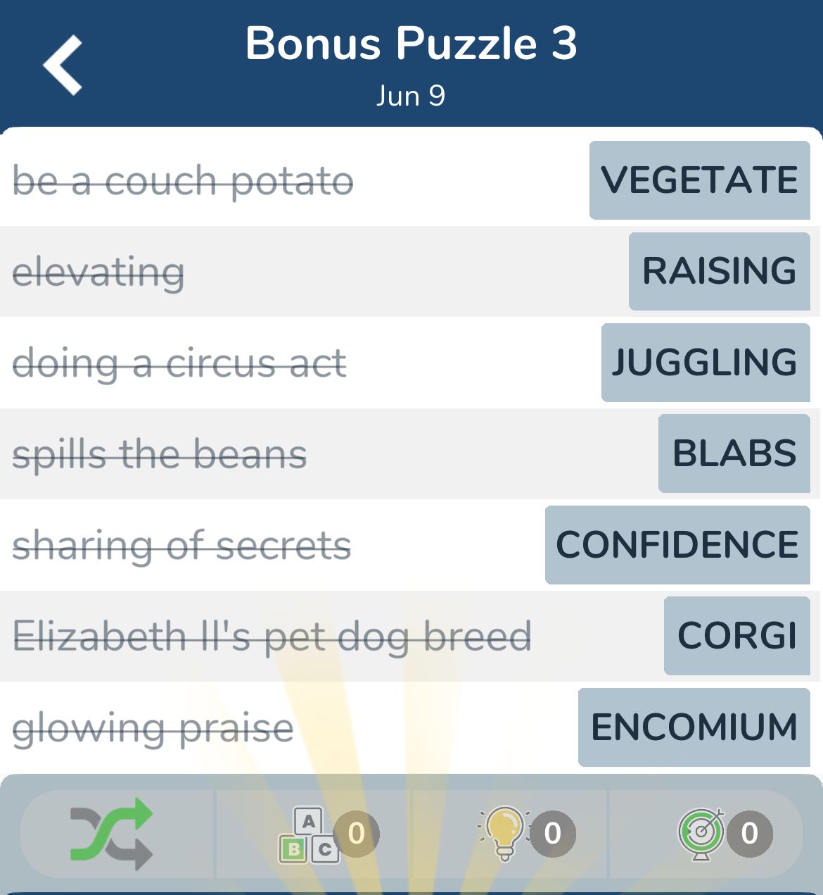 7 Little Words June 9 2024 Bonus 3