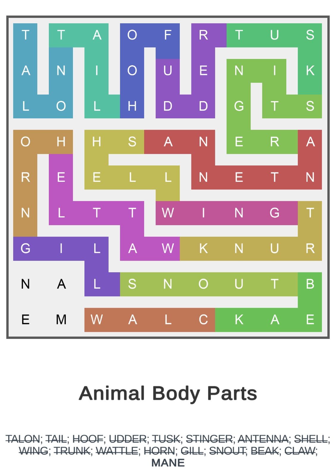 Puzzle Page Word Snake June 12 2024