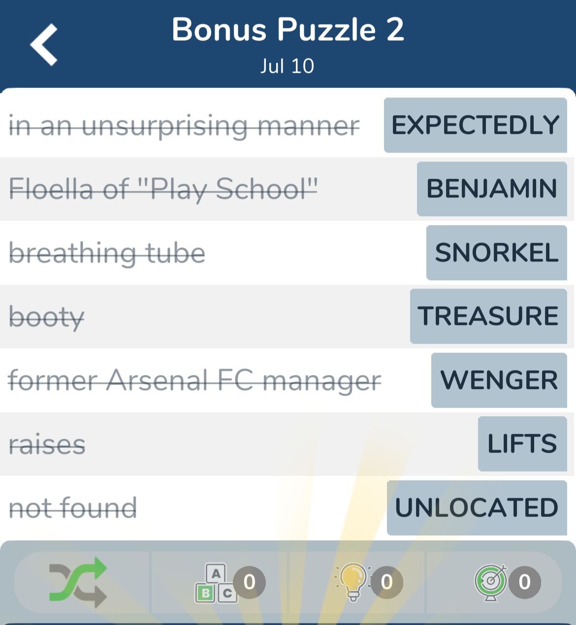 7 Little Words July 10 2024 Bonus 2