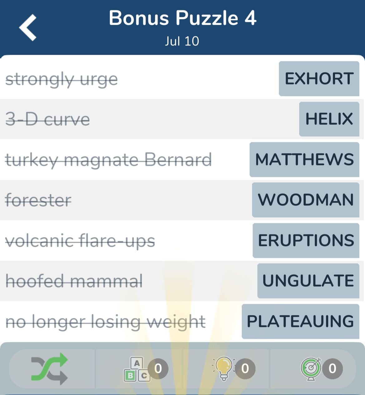 7 Little Words July 10 2024 Bonus 4