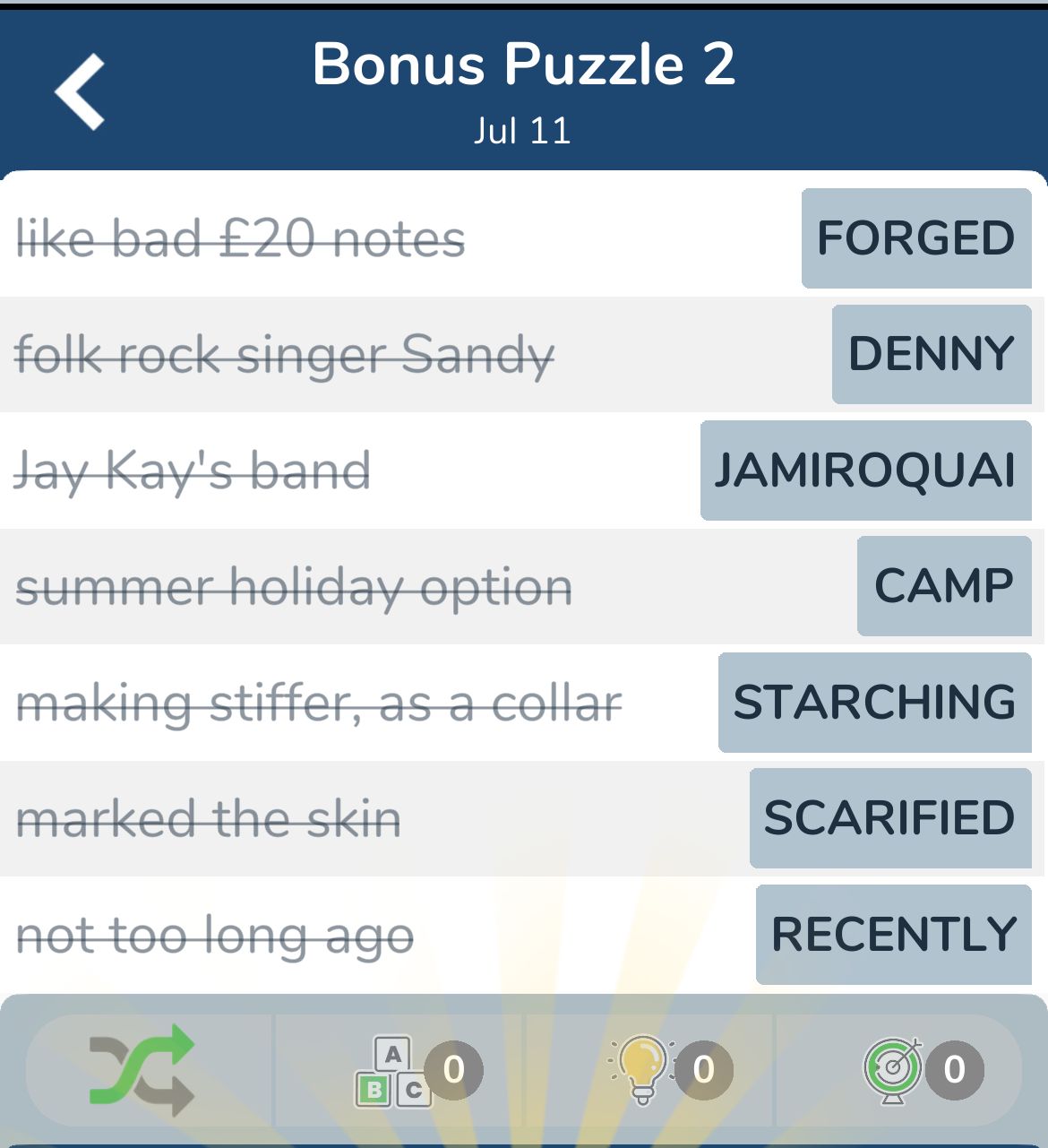 7 Little Words July 11 2024 Bonus 2