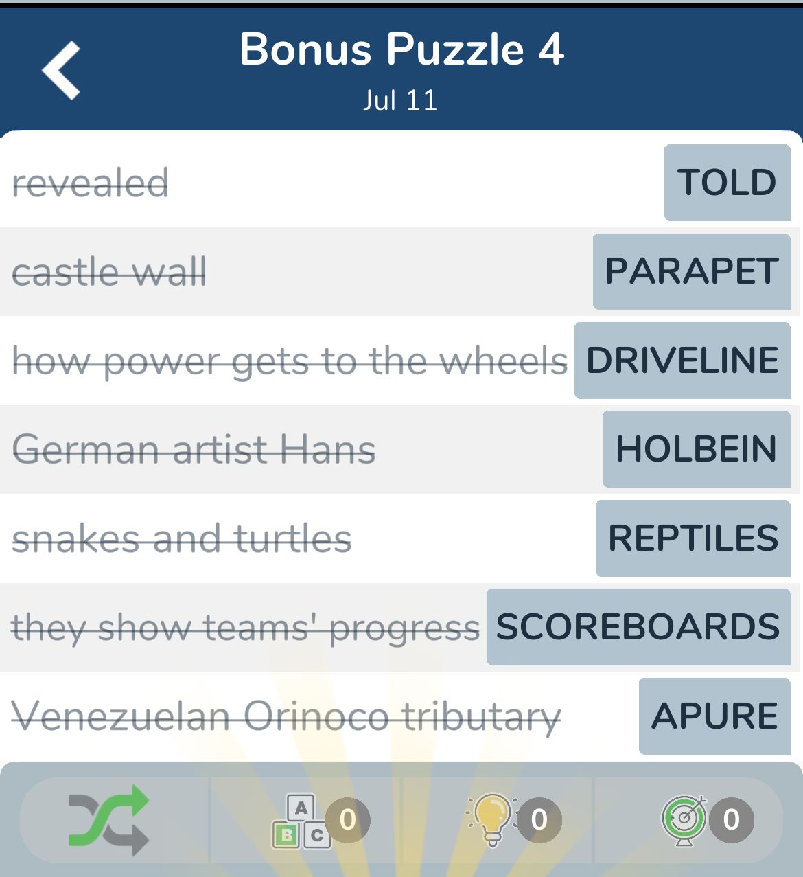 7 Little Words July 11 2024 Bonus 4