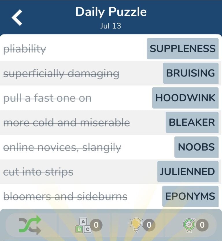 7 Little Words July 13 2024 Answers Answers all in one Page