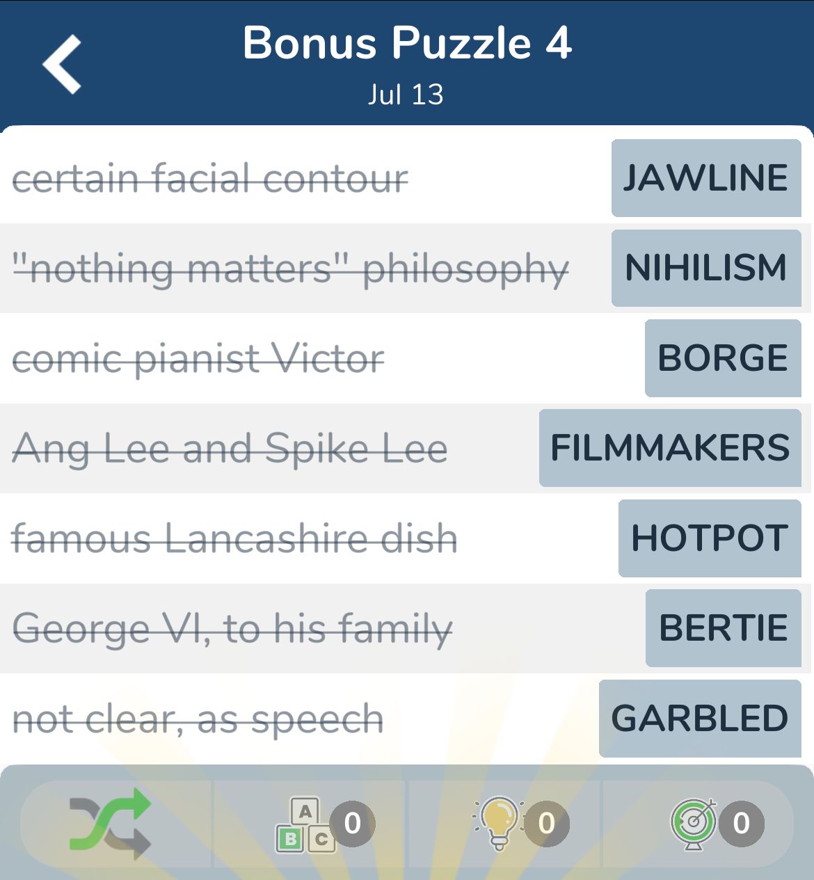 7 Little Words July 13 2024 Bonus 4