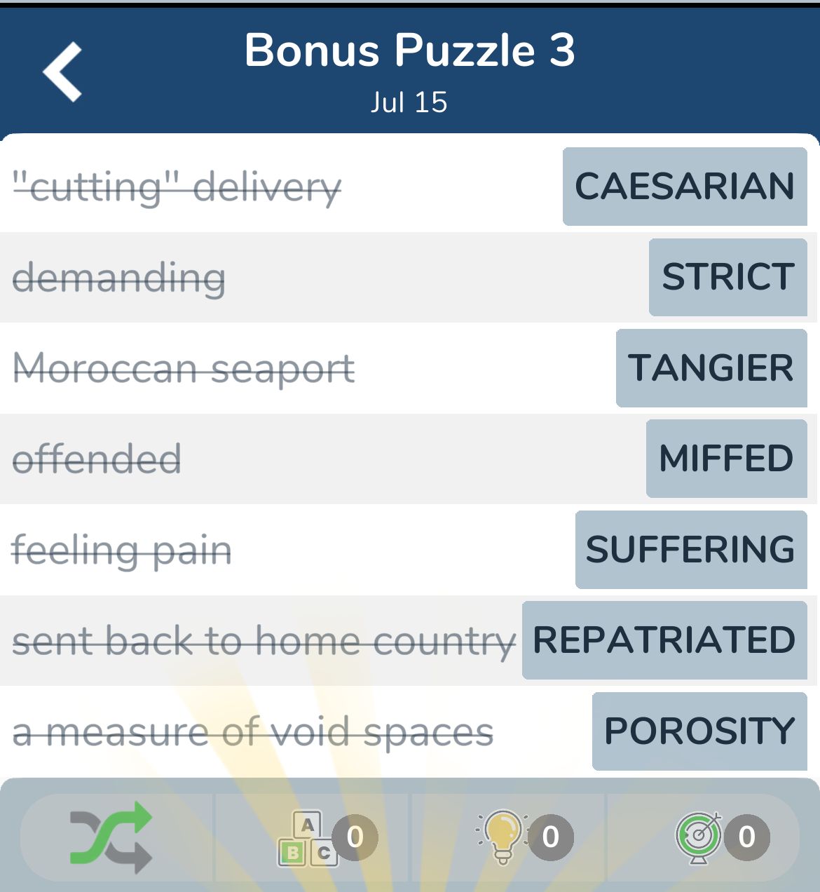 7 Little Words July 15 2024 Bonus 3