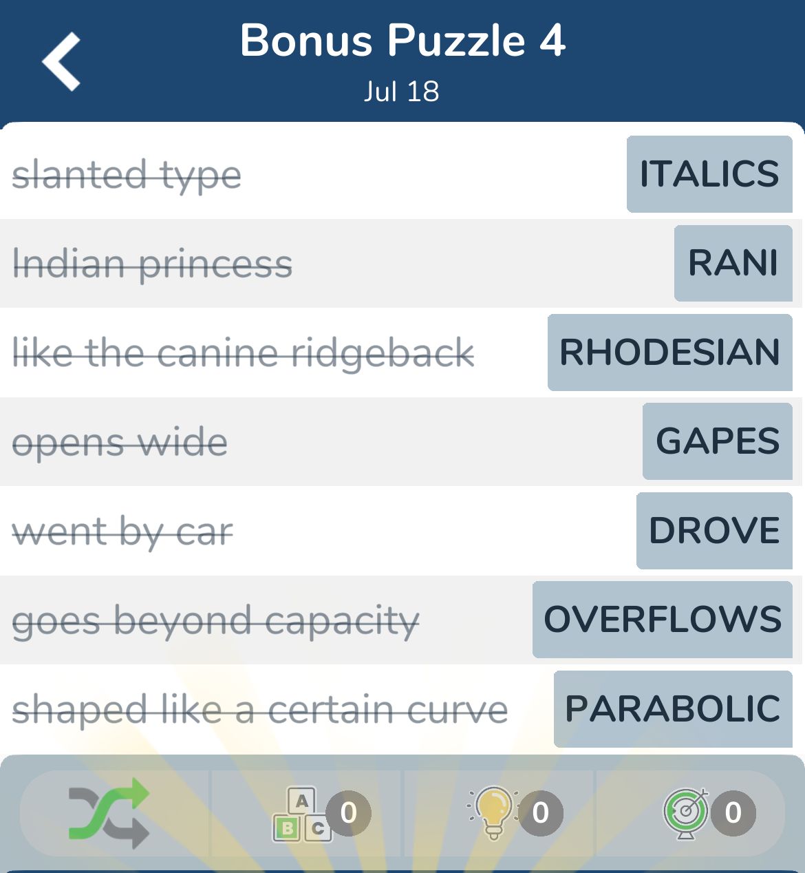 7 Little Words July 18 2024 Bonus 4