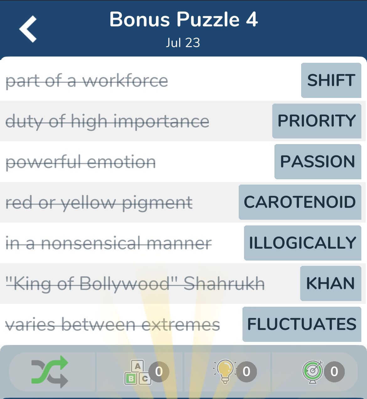 7 Little Words July 23 2024 Bonus 4