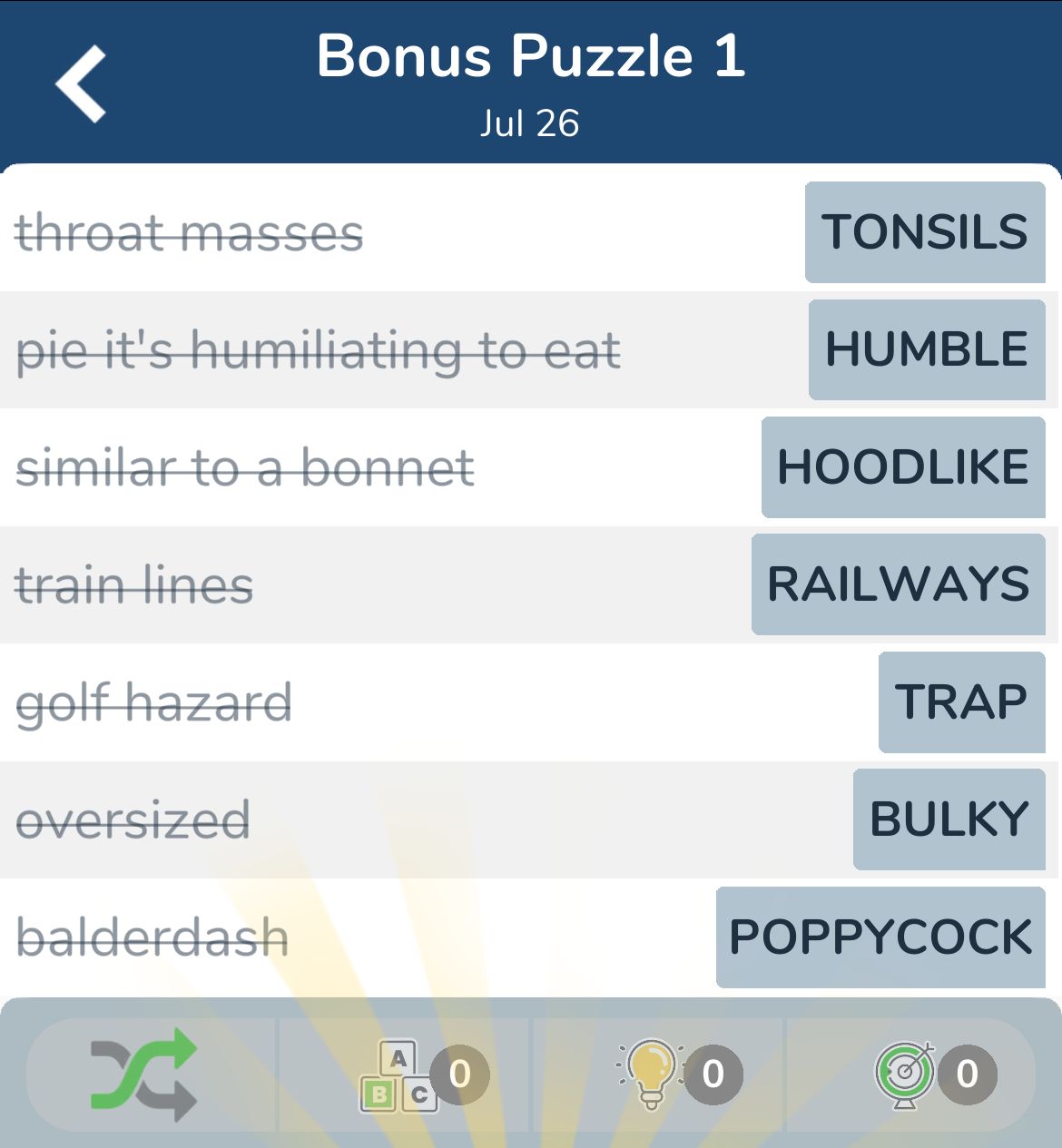 7 Little Words July 26 2024 Bonus 1