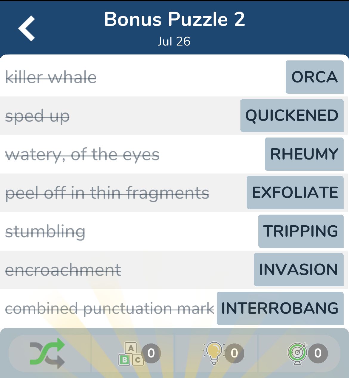 7 Little Words July 26 2024 Bonus 2